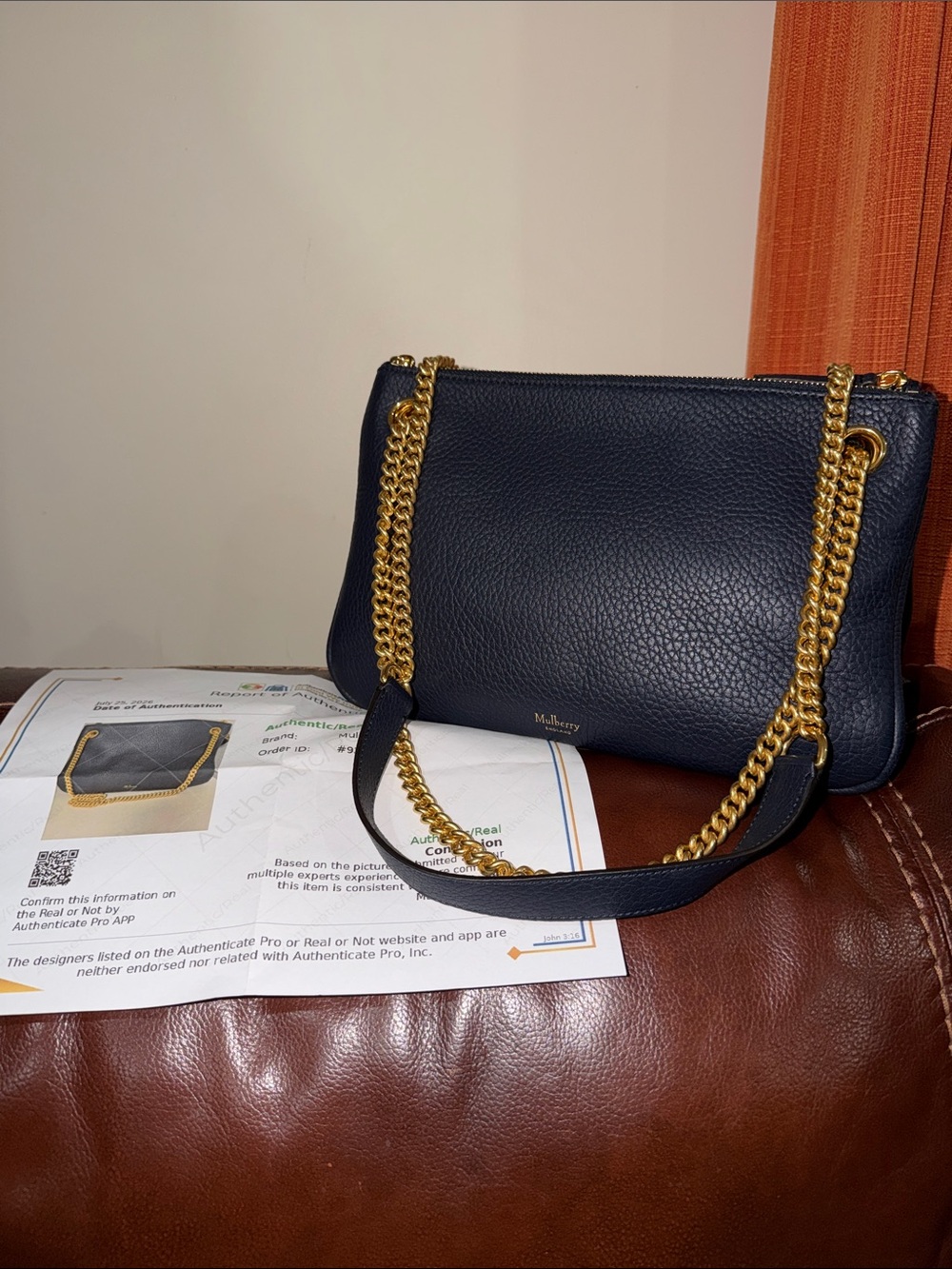 ‼️Authentic Mulberry Winsley Blue Leather Shoulder Bag Crossbody Bag - Picture 1 of 14
